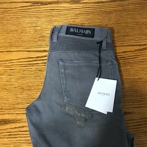 Balmain grey biker rib jeans